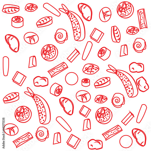 Simple illustration design of traditional japanese food set with local theme