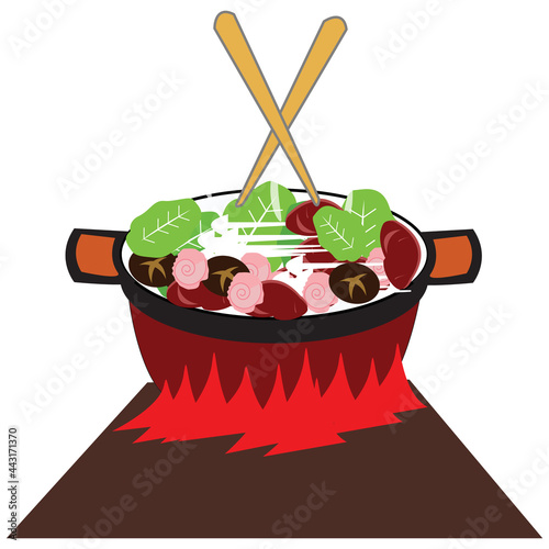 Simple illustration design of traditional japanese food set with local theme