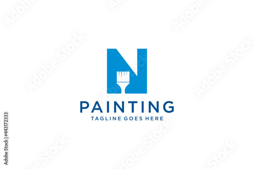 Letter N for paint logo, paint services logo, paint logo vector