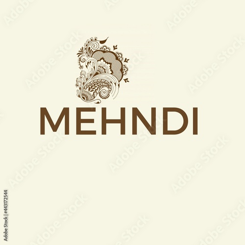 mehndi text with beautiful design illustration