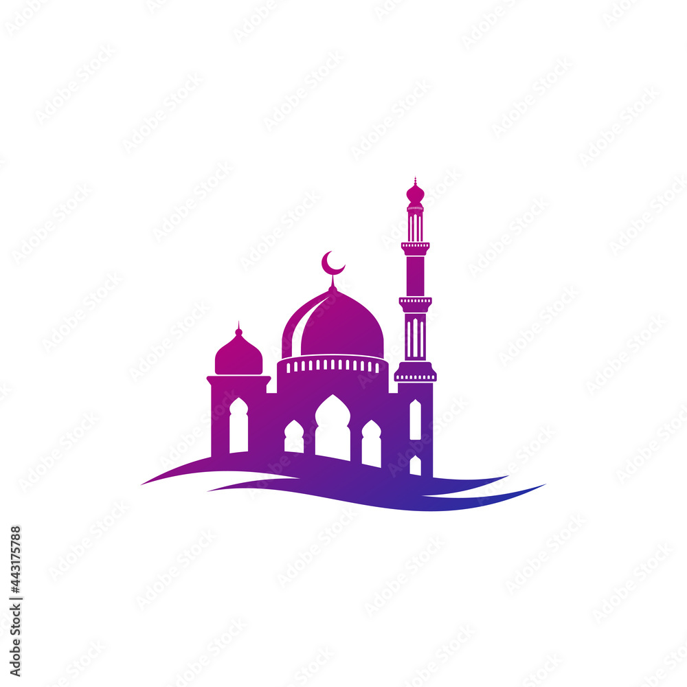 Mosque icon silhouette logo vector illustration design template