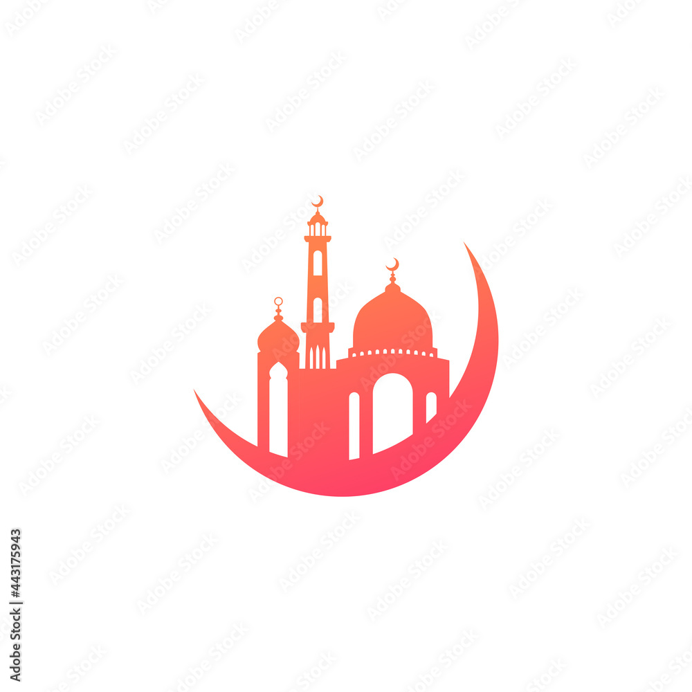 Mosque icon silhouette logo vector illustration design template