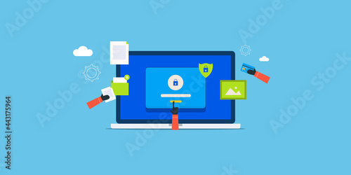Cyber crime, illegal hacking, phishing account, stealing data from computer, cyber attack in process, personal information theft, unauthorised entry access, stealing password concept. 