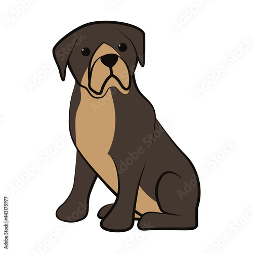 Cute Cartoon Vector Illustration icon of a big dog. It is flat style.