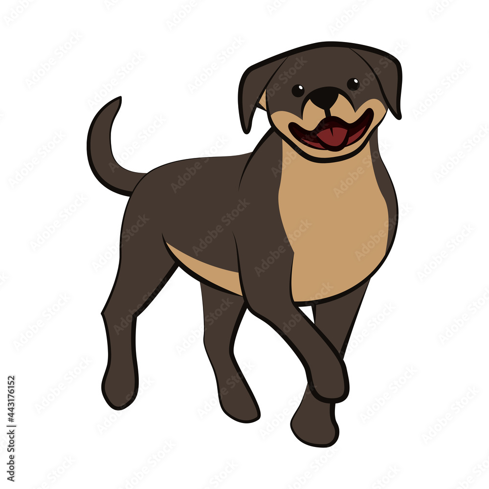 Cute Cartoon Vector Illustration icon of a big dog. It is flat style.