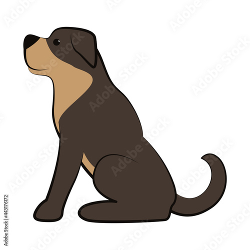 Cute Cartoon Vector Illustration icon of a big dog. It is flat style.