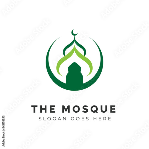 Mosque icon silhouette logo vector illustration design template