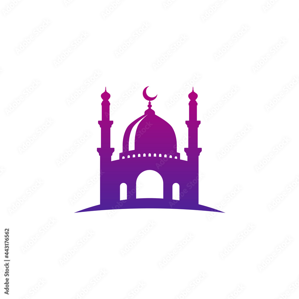 Mosque icon silhouette logo vector illustration design template