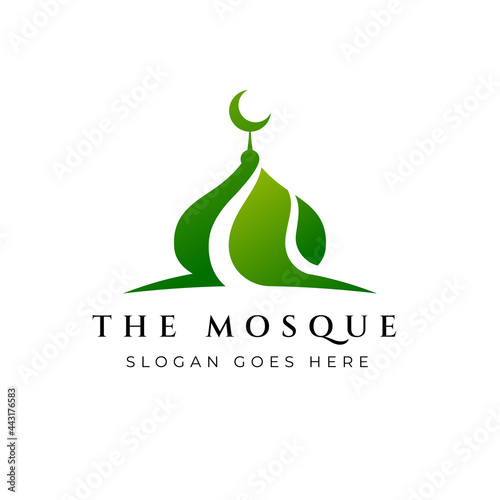 Dome mosque icon silhouette logo vector illustration design template