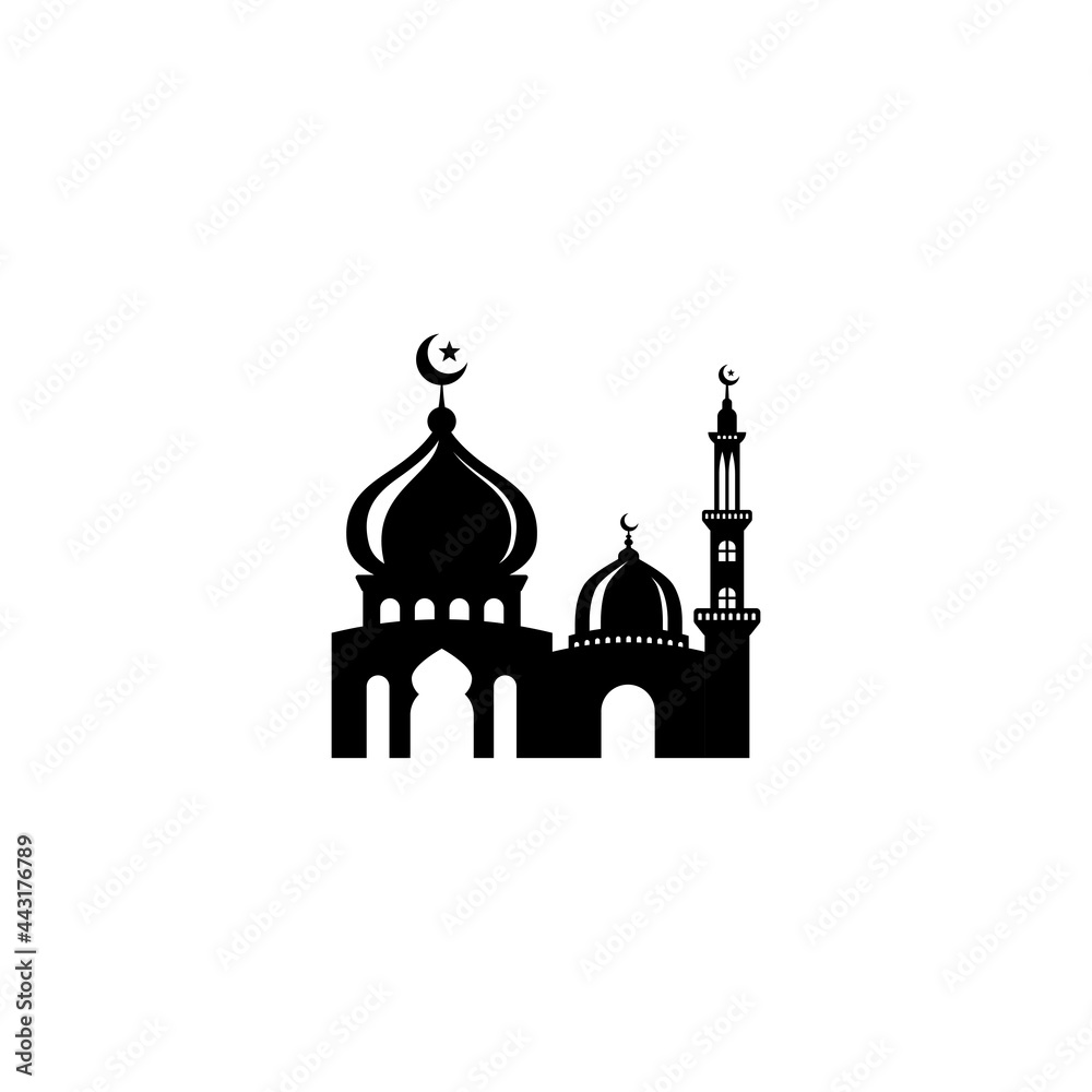 Simple mosque silhouette vector illustration design template