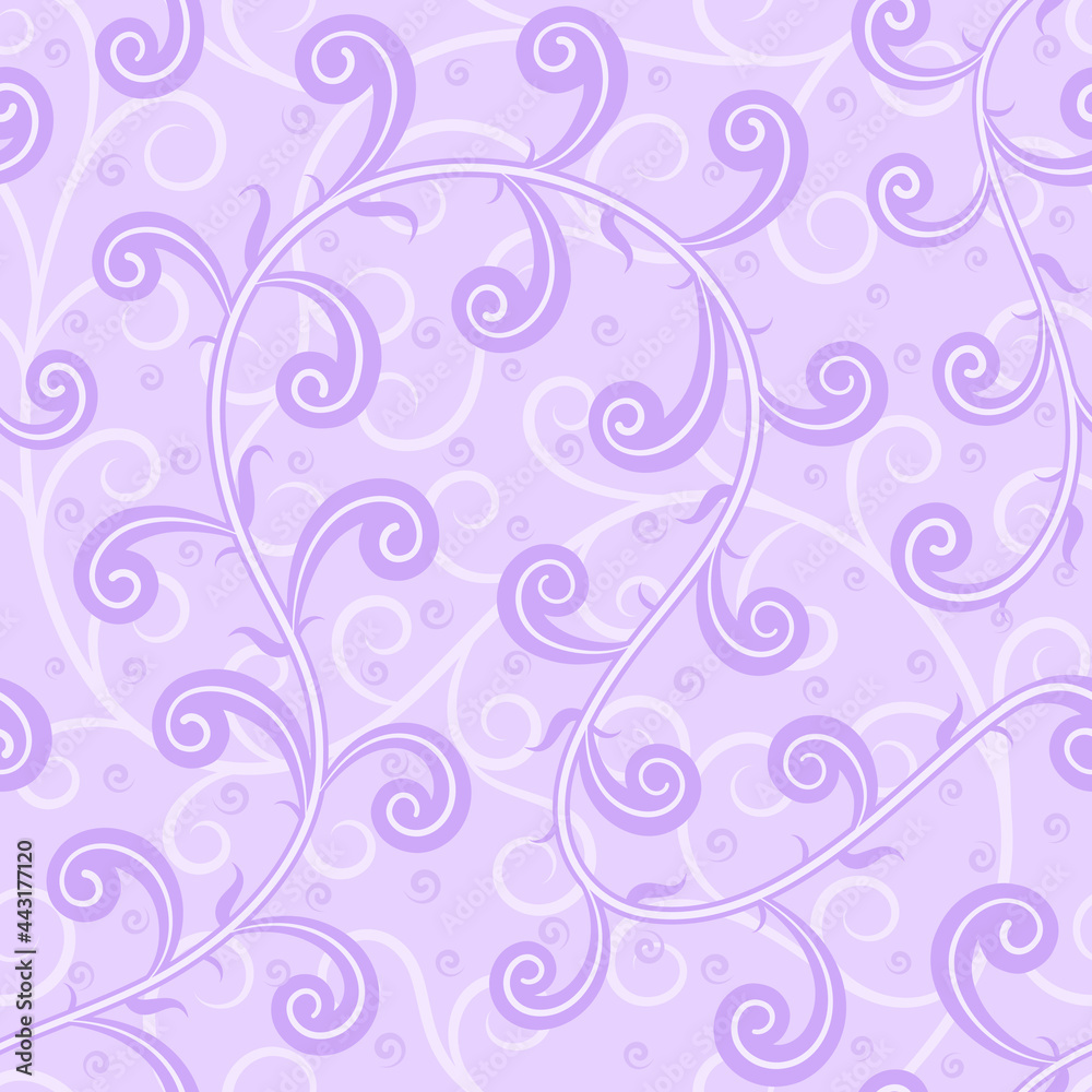 Vector leaf seamless pattern modern minimal style. Simple nature leaves pastel color wallpaper. Light purple vintage background for fabric, textile or paper artwork.