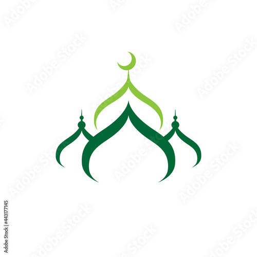 Creative dome mosque icon silhouette logo vector illustration design template