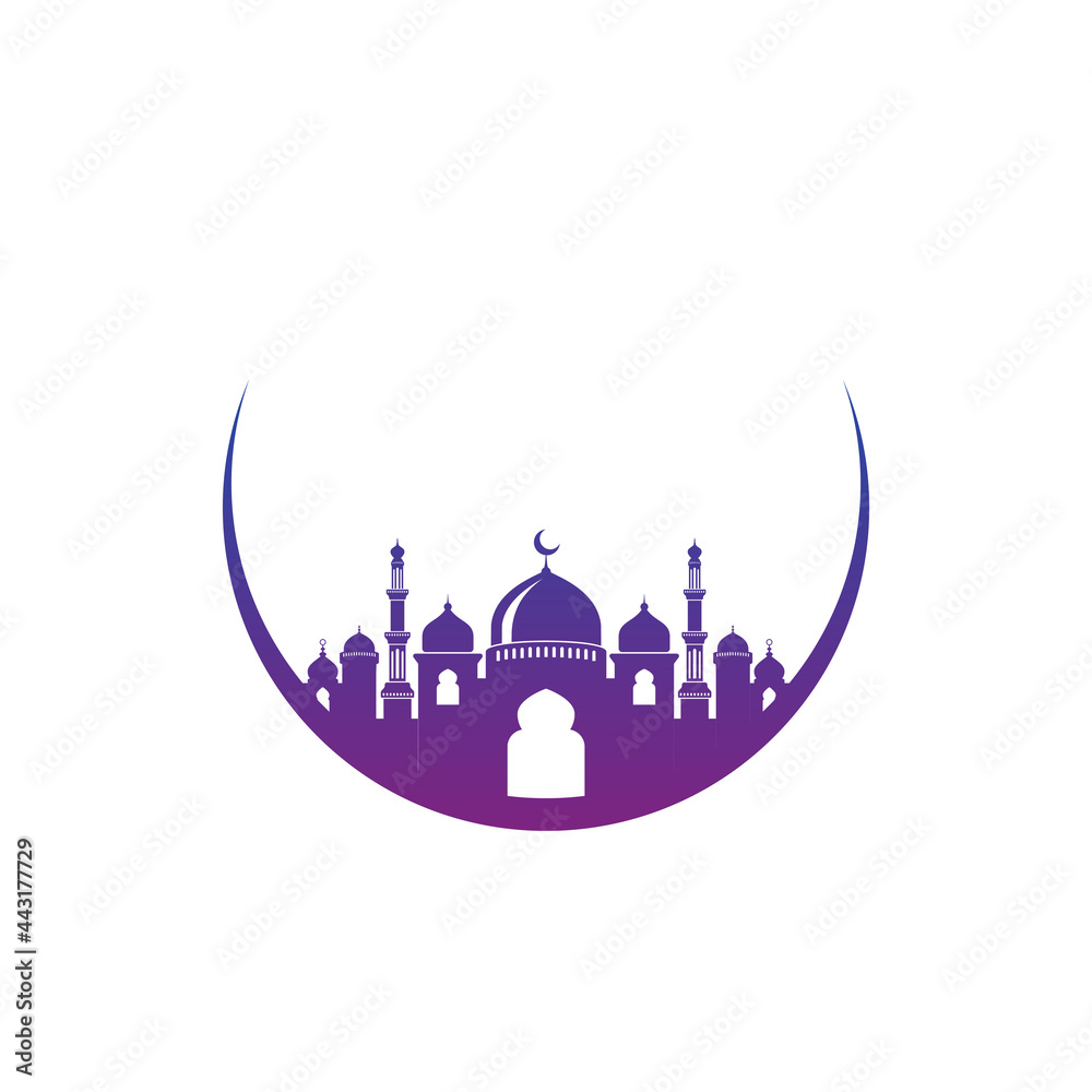 Fototapeta premium Mosque icon silhouette logo vector illustration design template