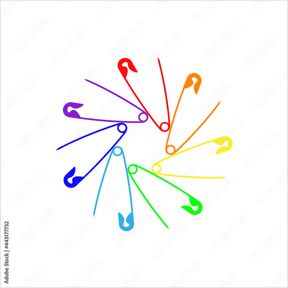 Safety Pin Icon, Pointed Pin With Spring Mechanism Safety Pin Icon, Pointed Pin With Spring Mechanism