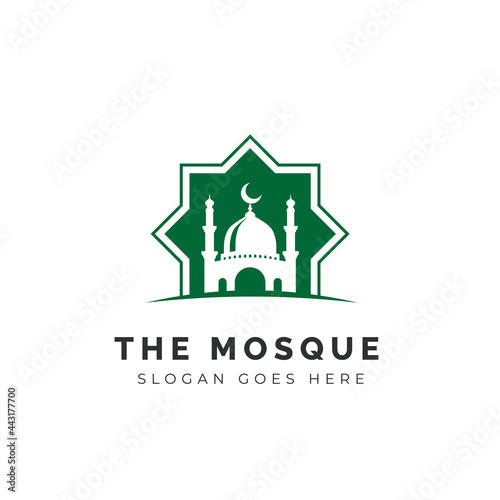 Mosque icon silhouette logo vector illustration design template