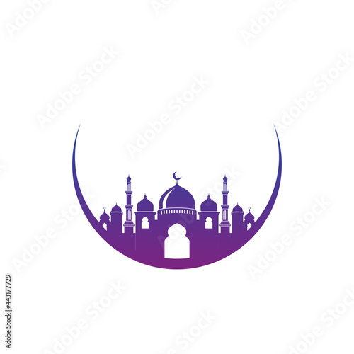 Mosque icon silhouette logo vector illustration design template