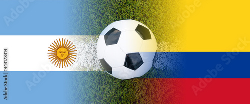 argentina and colombia national flags mixed with football ball