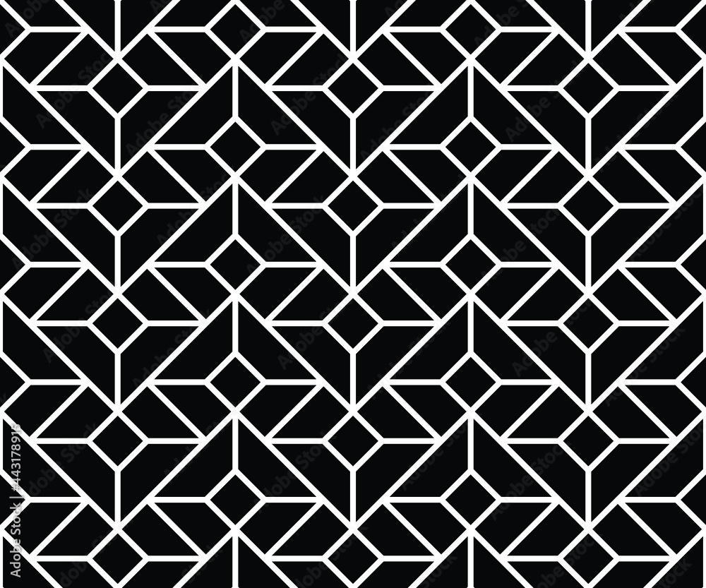 Fototapeta premium Abstract seamless pattern. with Stripes, lines. Geometric vector background. Black and white texture. Graphic modern pattern.