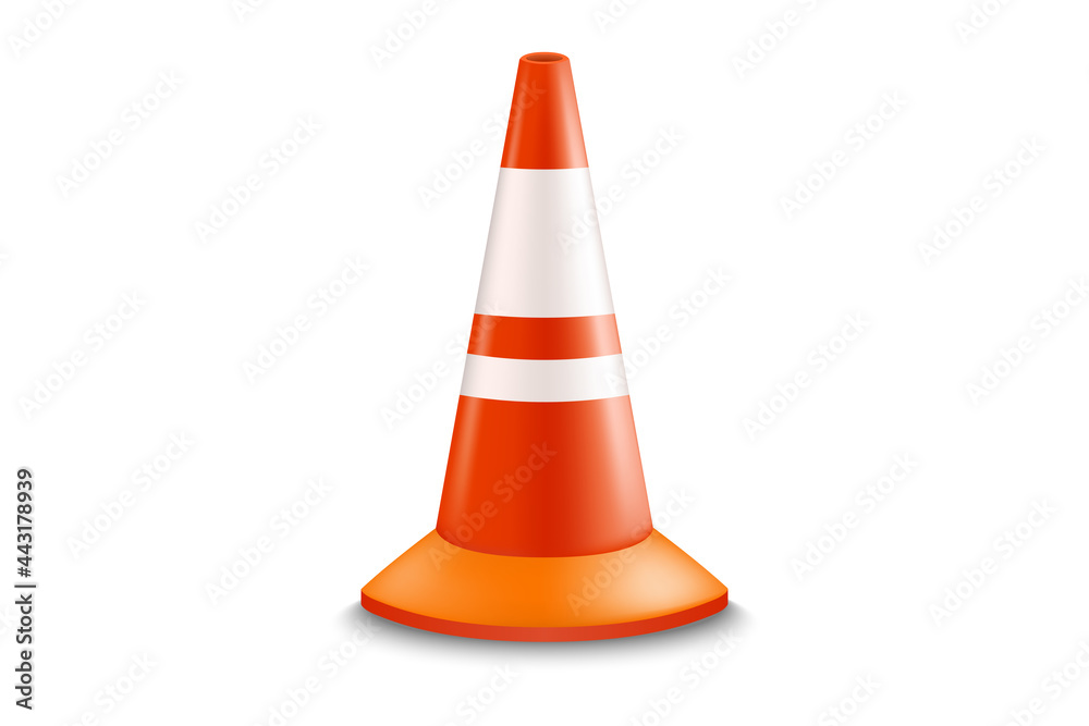 Traffic cone on white background, Orange road warning cone Traffic cone on white background, Orange road warning cone