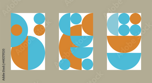 Set of patterns in Bauhaus style for interior posters. Swiss style background
