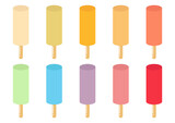 ice cream design collection with various flavors and bright colors and sweet colors, with simple design