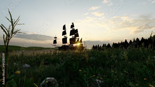 Fotografie Sailing ship at sea