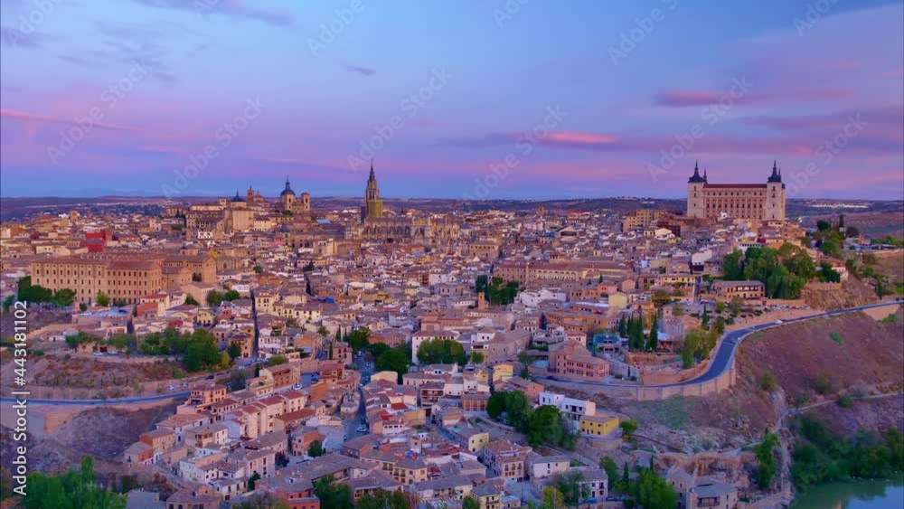 Night to day timelapse of cityscape in Toledo, Spain