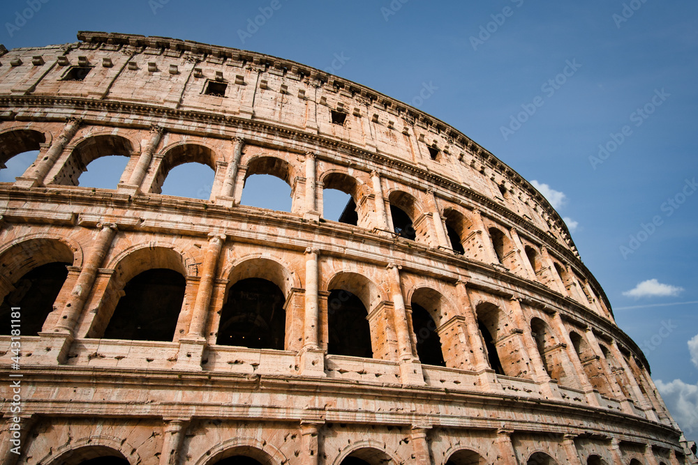 Colosseum in Rome. travel directions and rest in Italy. Europe sightseeing landmarks and tourism