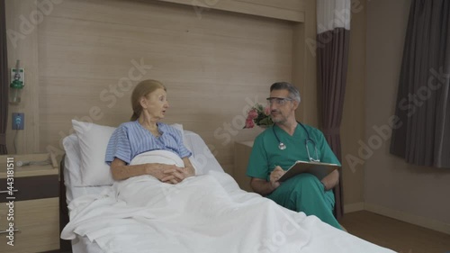 sitting doctor give consulting to patient