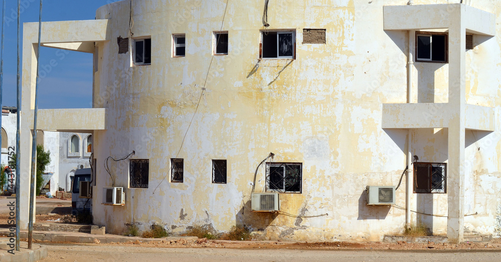Empty streets and abandoned houses. Sharm El Sheikh, Egypt