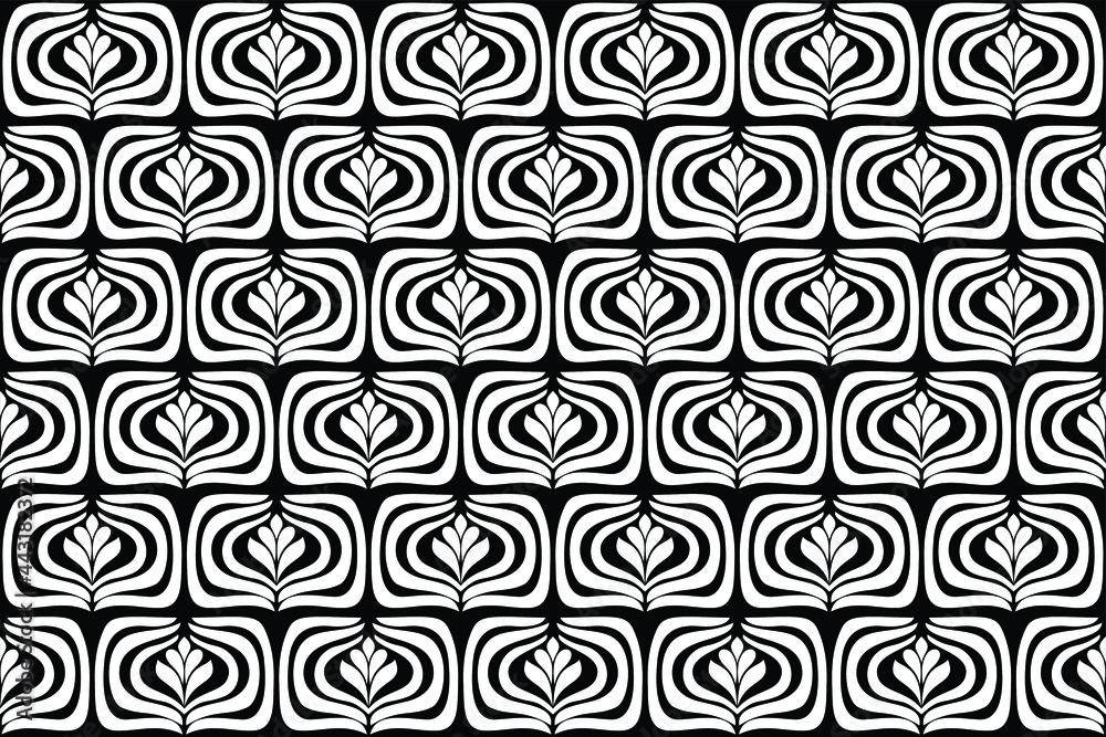 Abstract seamless floral pattern. Black and white ornament. Vector background. Abstract seamless floral pattern. Black and white ornament. Vector background.