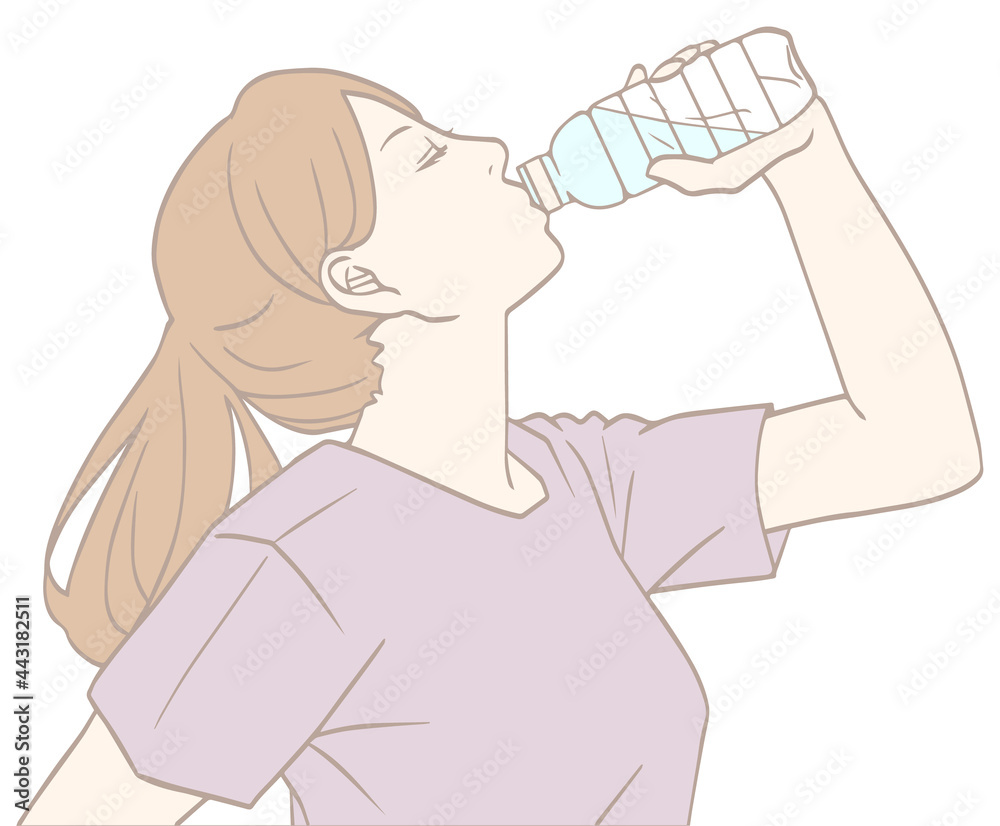 水分補給する女性(パステルカラー) 水分補給する女性(パステルカラー)