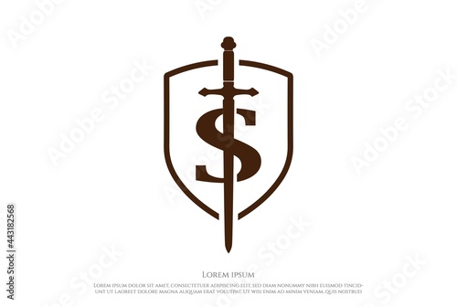 Vintage Retro Hipster Initial Letter S Sword Blade Shield Logo Design Vector