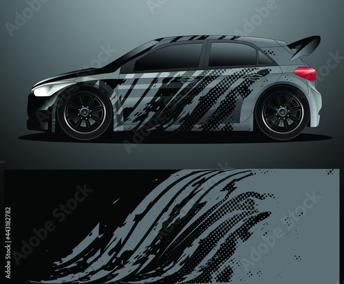 Rally car decal graphic wrap vector, abstract background
