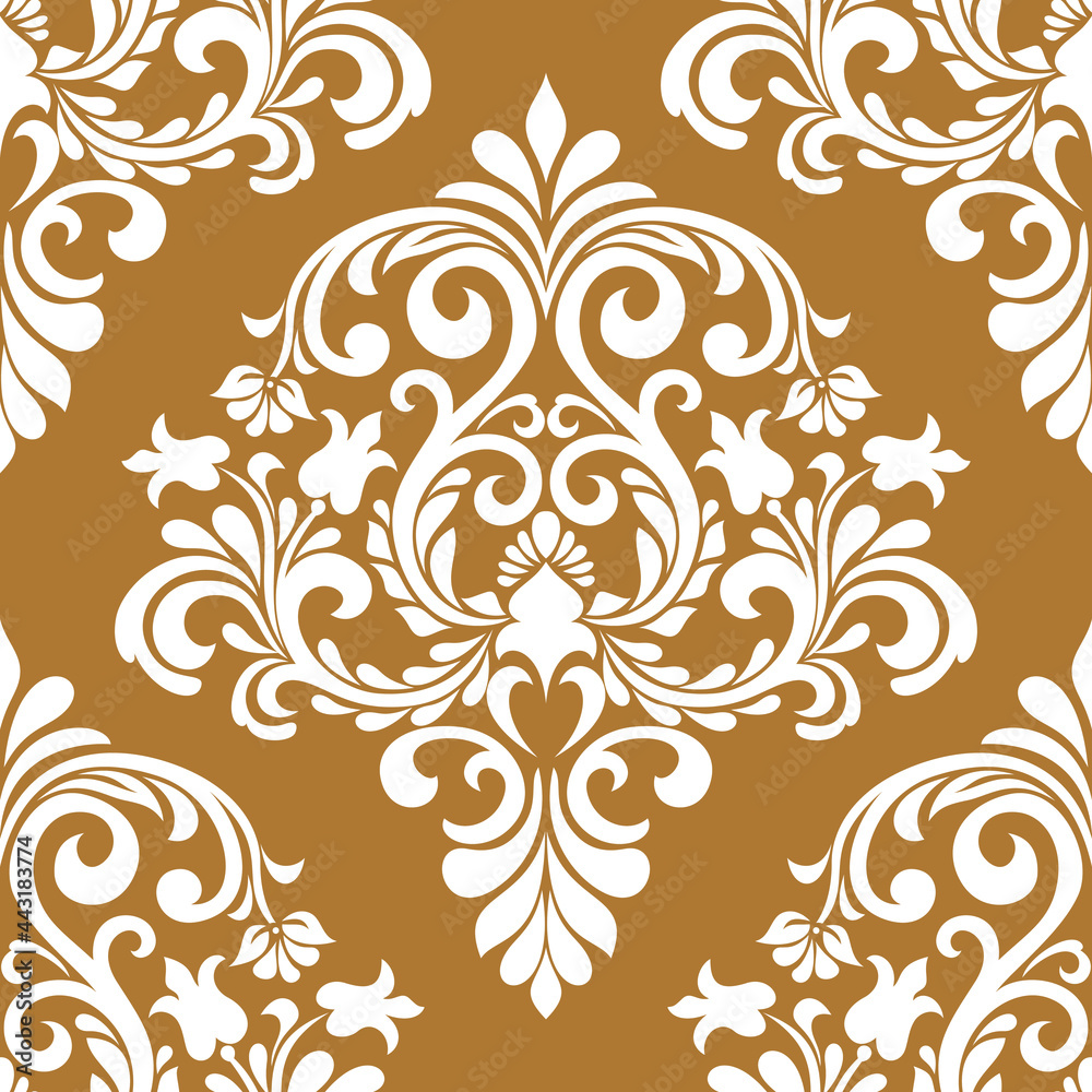 Damask seamless vector background. baroque style pattern. Beige and white floral element. Graphic ornate pattern for wallpaper, fabric, packaging, wrapping. Damask flower ornament. Damask seamless vector background. baroque style pattern. Beige and white floral element. Graphic ornate pattern for wallpaper, fabric, packaging, wrapping. Damask flower ornament.