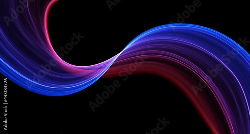 Blue and red abstract wave. Magic line design. Flow curve motion element. Neon gradient wavy illiustration.