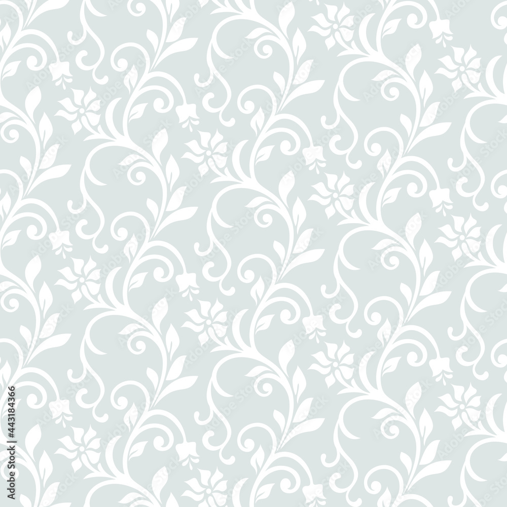 Floral seamless pattern. Gray and white element. Fabric for ornament, wallpaper, packaging, vector background. Floral seamless pattern. Gray and white element. Fabric for ornament, wallpaper, packaging, vector background.