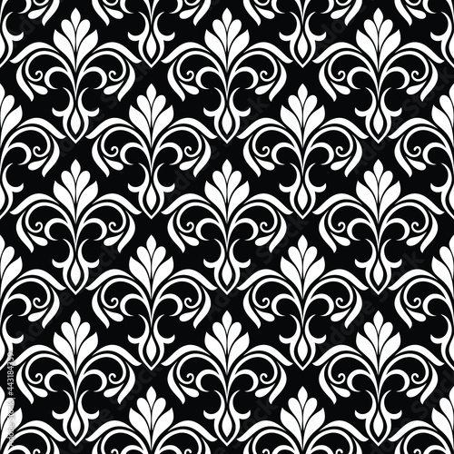 Flower seamless pattern. Black and white ornament. Fabric for ornament  wallpaper  packaging  vector background.
