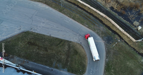 Top View of Loading Warehouse with Semi Truck.