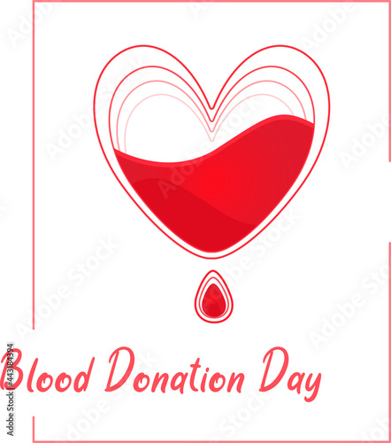 Blood donation sign. Stylized heart with drop, typographic composition. Donor's day symbol or logo.Vector Illustration.