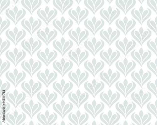 Damask floral design element. Gray and white. Graphic ornament royal wallpaper vector background.