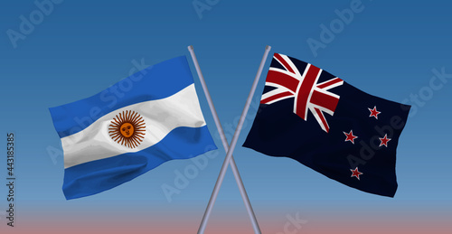 アルゼンチンとニュージーランドの国旗