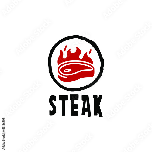 Vintage of Meat Beef Steak House Logo Design