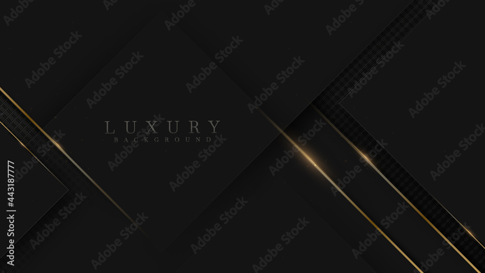 Black luxury background with glitter gold lines, minimal scene, empty space for use showcase beauty and cosmetics product or text. 3d Vector illustration. Black luxury background with glitter gold lines, minimal scene, empty space for use showcase beauty and cosmetics product or text. 3d Vector illustration.