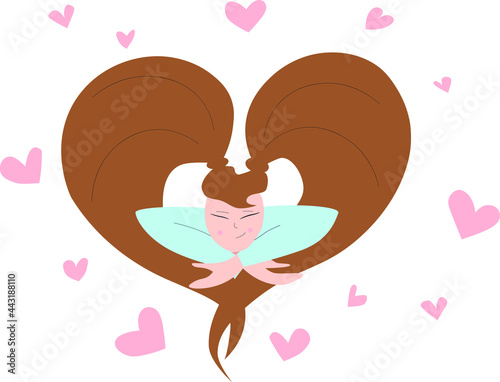 cute girl in love. vector illustration about love. girl in dreams