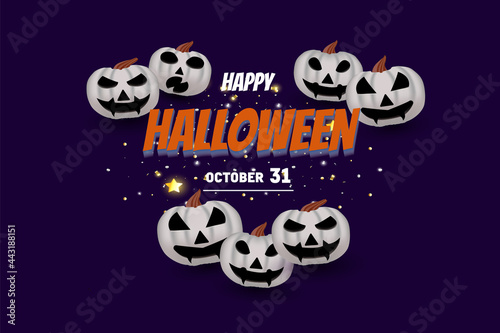 happy halloween with gold glitter background.