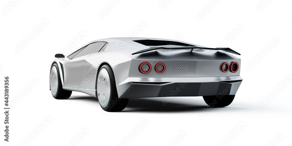 Non-existent brand-less generic concept silver sport electric car Non-existent brand-less generic concept silver sport electric car