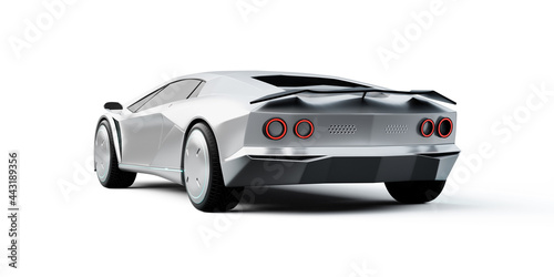 Non-existent brand-less generic concept silver sport electric car