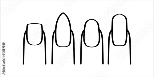 Women finger with nail. Sketch vector stock illustration. EPS 10