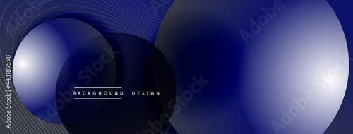 Gradient circles with shadows. Vector techno abstract background. Modern overlapping forms wallpaper background, design template